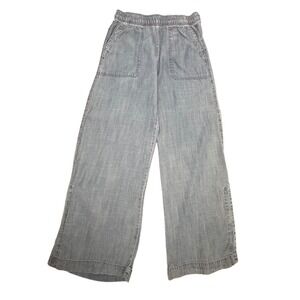 For The Republic Womens Wide Leg Chambray Denim Pants Light Wash Blue Small